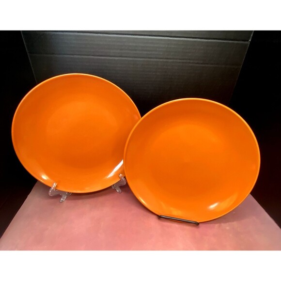 Set of Two Royal Norfolk Classic Orange Coupe Stoneware Dinner Plates 10.5” - Picture 1 of 6